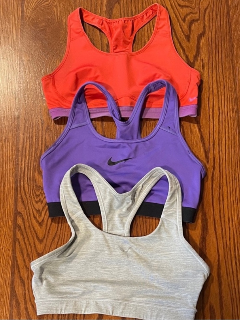 Assorted • Nike/Puma • Women's S • Sports Bra Lot • Red, Purple, Gray